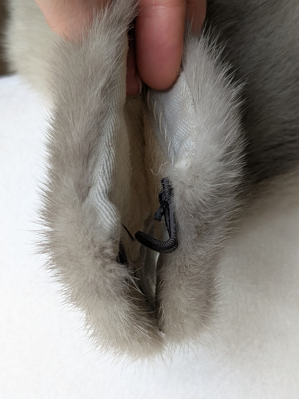 Vintage Genuine Mink Fur Collar Scarf Grey Beige 34" - Picture 9 of 13